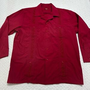 Maximos USA Yucatán Guayabera Long Sleeve Button-Up Shirt Men’s Size L